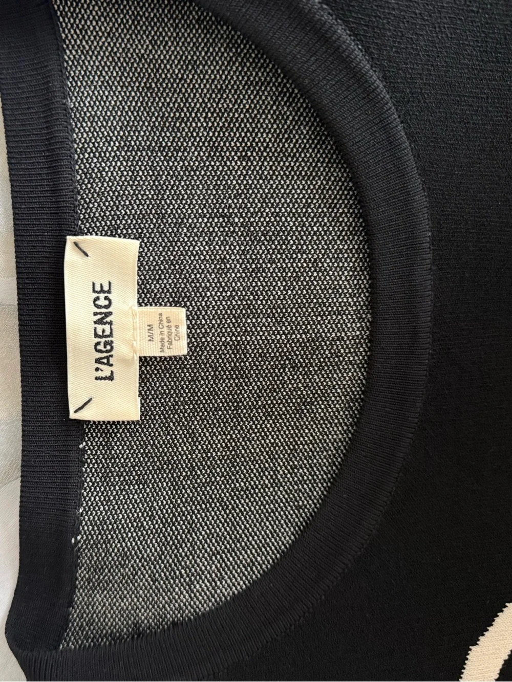 L'AGENCE Black Dress with Cream Baroque Motif, size M - Picture 10 of 11